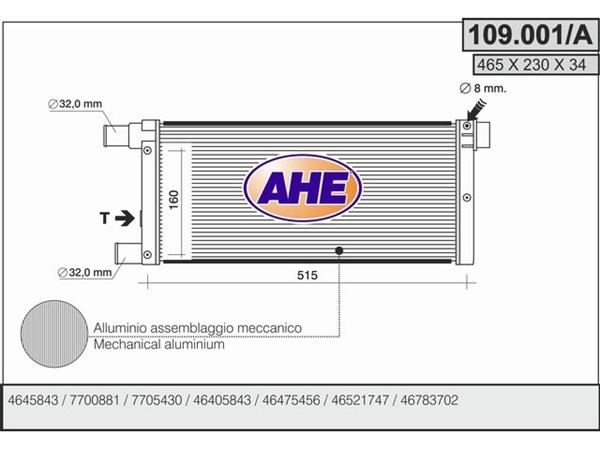 RADIATORE FIAT CINQUECENTO - SEICENTO 900 1,1 SENZA ARIA CONDIZIONATA