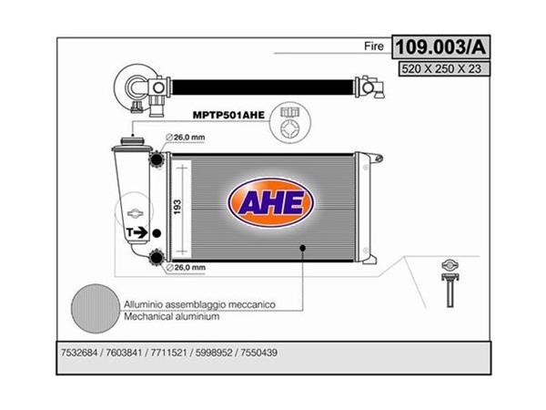 RADIATORE FIAT PANDA 750-900-1000-1100