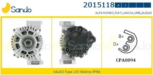 ALTERNATORE  FIAT GRANDE PUNTO 1.3 D MTJ 51/55/66KW DAL 10.05 2015118.1